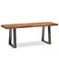 Wohnling kledingkastbank 120x40x45,5 cm acacia massief hout / metaal met boomrand, halbank massief houten bank zonder rugleuning, halbank moderne entree kleine trapeziumpoten chroom