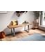 Wohnling kledingkastbank 120x40x45,5 cm acacia massief hout / metaal met boomrand, halbank massief houten bank zonder rugleuning, halbank moderne entree kleine trapeziumpoten chroom
