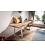 Wohnling kledingkastbank 120x40x45,5 cm acacia massief hout / metaal met boomrand, halbank massief houten bank zonder rugleuning, halbank moderne entree kleine trapeziumpoten chroom