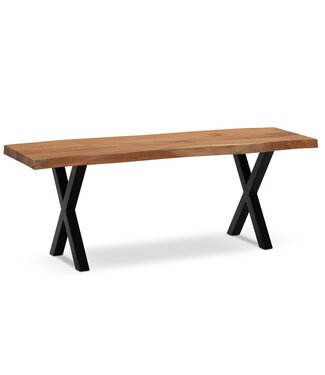 Wohnling Bank acaciahout zwart X-poten 120 cm - WL7.287