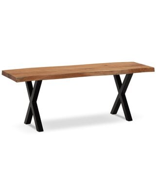 Wohnling Bank acaciahout zwart X-poten 120 cm
