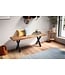 Wohnling kledingkastbank 120x40x45,5 cm acacia massief hout / metaal met boomrand, halbank massief houten bank zonder rugleuning, halbank moderne entree kleine X-poten zwart
