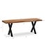 Wohnling kledingkastbank 120x40x45,5 cm acacia massief hout / metaal met boomrand, halbank massief houten bank zonder rugleuning, halbank moderne entree kleine X-poten zwart