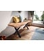 Wohnling kledingkastbank 120x40x45,5 cm acacia massief hout / metaal met boomrand, halbank massief houten bank zonder rugleuning, halbank moderne entree kleine X-poten zwart