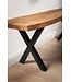 Wohnling kledingkastbank 120x40x45,5 cm acacia massief hout / metaal met boomrand, halbank massief houten bank zonder rugleuning, halbank moderne entree kleine X-poten zwart