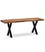 Wohnling kledingkastbank 120x40x45,5 cm acacia massief hout / metaal met boomrand, halbank massief houten bank zonder rugleuning, halbank moderne entree kleine X-poten zwart