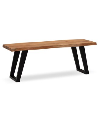 Wohnling Bank acaciahout zwart U-poten 120 cm