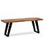 Wohnling kledingkastbank 120x40x45,5 cm acacia massief hout / metaal met boomrand, halbank massief houten bank zonder rugleuning, halbank moderne entree kleine U-poten zwart