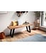 Wohnling kledingkastbank 120x40x45,5 cm acacia massief hout / metaal met boomrand, halbank massief houten bank zonder rugleuning, halbank moderne entree kleine U-poten zwart