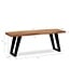 Wohnling kledingkastbank 120x40x45,5 cm acacia massief hout / metaal met boomrand, halbank massief houten bank zonder rugleuning, halbank moderne entree kleine U-poten zwart