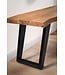 Wohnling kledingkastbank 120x40x45,5 cm acacia massief hout / metaal met boomrand, halbank massief houten bank zonder rugleuning, halbank moderne entree kleine U-poten zwart