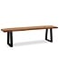 Wohnling eetkamerbank 120x40x45,5 cm acacia massief hout / metaal met boomrand, eettafelbank massief houten bank zonder rugleuning, keukenbank eetbank modern, eetkamerbank klein