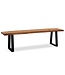 Wohnling eetkamerbank 120x40x45,5 cm acacia massief hout / metaal met boomrand, eettafelbank massief houten bank zonder rugleuning, keukenbank eetbank modern, eetkamerbank klein