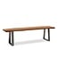 Wohnling eetkamerbank 140x40x45,5 cm acacia massief hout / metaal met boomrand, eettafelbank massief houten bank zonder rugleuning, keukenbank chroom eetkamerbank modern, eetkamerbank klein