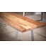 Wohnling eetkamerbank 140x40x45,5 cm acacia massief hout / metaal met boomrand, eettafelbank massief houten bank zonder rugleuning, keukenbank chroom eetkamerbank modern, eetkamerbank klein