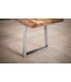 Wohnling eetkamerbank 140x40x45,5 cm acacia massief hout / metaal met boomrand, eettafelbank massief houten bank zonder rugleuning, keukenbank chroom eetkamerbank modern, eetkamerbank klein