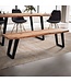 Wohnling eetkamerbank 120x40x45,5 cm acacia massief hout / metaal met boomrand, eettafelbank modern, massief houten bank zonder rugleuning, keukenbank eetbank met U-poten, kleine eetkamerbank