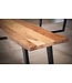Wohnling eetkamerbank 120x40x45,5 cm acacia massief hout / metaal met boomrand, eettafelbank modern, massief houten bank zonder rugleuning, keukenbank eetbank met U-poten, kleine eetkamerbank