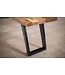 Wohnling eetkamerbank 120x40x45,5 cm acacia massief hout / metaal met boomrand, eettafelbank modern, massief houten bank zonder rugleuning, keukenbank eetbank met U-poten, kleine eetkamerbank