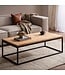 Wohnling salontafel 120x60x40 cm acacia massief hout metalen salontafel rechthoekig, design woonkamertafel met natuurlijke houtnerf, salontafel woonkamer modern