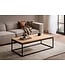 Wohnling salontafel 120x60x40 cm acacia massief hout metalen salontafel rechthoekig, design woonkamertafel met natuurlijke houtnerf, salontafel woonkamer modern