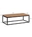 Wohnling salontafel 120x60x40 cm acacia massief hout metalen salontafel rechthoekig, design woonkamertafel met natuurlijke houtnerf, salontafel woonkamer modern