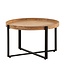 Wohnling Salontafel 60x60x36 cm Acacia Massief Hout Metaal Lichtbruin Ronde Salontafel, Design Woonkamertafel met Opstaande Rand, Industriële Salontafel Woonkamer Modern