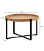 Wohnling Salontafel 60x60x36 cm Acacia Massief Hout Metaal Lichtbruin Ronde Salontafel, Design Woonkamertafel met Opstaande Rand, Industriële Salontafel Woonkamer Modern