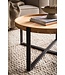 Wohnling Salontafel 60x60x36 cm Acacia Massief Hout Metaal Lichtbruin Ronde Salontafel, Design Woonkamertafel met Opstaande Rand, Industriële Salontafel Woonkamer Modern