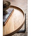 Wohnling Salontafel 60x60x36 cm Acacia Massief Hout Metaal Lichtbruin Ronde Salontafel, Design Woonkamertafel met Opstaande Rand, Industriële Salontafel Woonkamer Modern