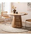 Wohnling Eetkamertafel 120x120x77 cm Acacia Massief Hout Lichtbruin Eettafel Modern, Massieve Keukentafel met Latwerk Frame, Houten Tafel Eetkamer Rond, Kleine Eettafel Hout