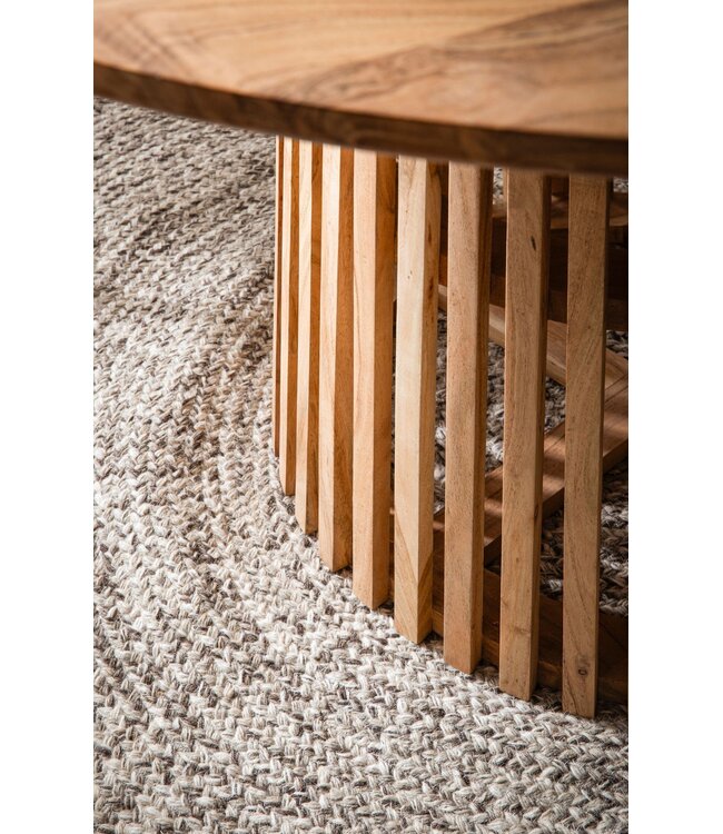 Wohnling Eetkamertafel 120x120x77 cm Acacia Massief Hout Lichtbruin Eettafel Modern, Massieve Keukentafel met Latwerk Frame, Houten Tafel Eetkamer Rond, Kleine Eettafel Hout