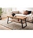 Wohnling salontafel 100x40x41 cm salontafel bruin met visgraatmotief, design woonkamertafel rechthoekig, salontafel modern met plank, salontafel met metalen frame
