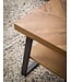 Wohnling salontafel 100x40x41 cm salontafel bruin met visgraatmotief, design woonkamertafel rechthoekig, salontafel modern met plank, salontafel met metalen frame