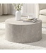 Wohnling MONOBLOC salontafel 60x60x30 cm in zandkleurige steenlook, ronde design salontafel, beige loungebanktafel, moderne salontafel