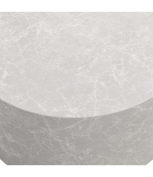 Wohnling MONOBLOC salontafel 60x60x30 cm in zandkleurige steenlook, ronde design salontafel, beige loungebanktafel, moderne salontafel