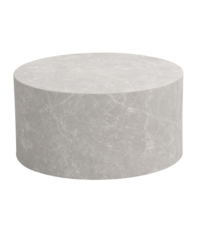 Wohnling MONOBLOC salontafel 60x60x30 cm in zandkleurige steenlook, ronde design salontafel, beige loungebanktafel, moderne salontafel
