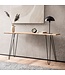 Wohnling consoletafel 150x36x75 cm acacia massief hout boomrand dressoir hal, opbergtafel met haarspeldpoten smal modern, haltafel metalen frame, haltafel lang hoog