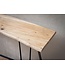 Wohnling consoletafel 150x36x75 cm acacia massief hout boomrand dressoir hal, opbergtafel met haarspeldpoten smal modern, haltafel metalen frame, haltafel lang hoog