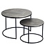 Wohnling Salontafelset Metaal 2-delig rond zilver - Salontafel Aluminium tafelbladen met patroon - Bijzettafel Sofatafel Alu modern - Woonkamertafel IJzeren frame Handgemaakt