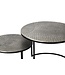 Wohnling Salontafelset Metaal 2-delig rond zilver - Salontafel Aluminium tafelbladen met patroon - Bijzettafel Sofatafel Alu modern - Woonkamertafel IJzeren frame Handgemaakt