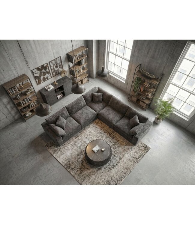 Wohnling Design Salontafel rond 65 cm van aluminium en zwart marmeren tafelblad - Woonkamertafel aluminium - Metalen banktafel - Bijzettafel woonkamer - Handgemaakt
