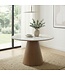 Wohnling Ronde eettafel 120cm met wit gesinterd steen tafelblad in marmerlook - Eetkamertafel keukentafel voor 6 personen modern - Design tafel metalen onderstel walnoot-look eetkamer keuken