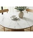 Wohnling Ronde eettafel 120cm met wit gesinterd steen tafelblad in marmerlook - Eetkamertafel keukentafel voor 6 personen modern - Design tafel metalen onderstel walnoot-look eetkamer keuken