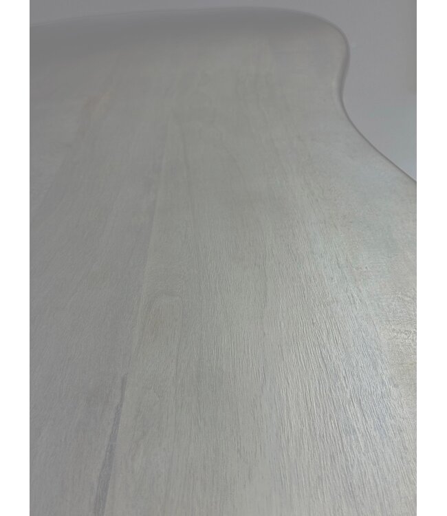 Wohnling Eettafel 180x90x75 cm Mango Massief Hout Witte Eettafel Retro, Keukentafel Massief Niervorm, Houten Tafel Eetkamer, Grote Eettafel Hout