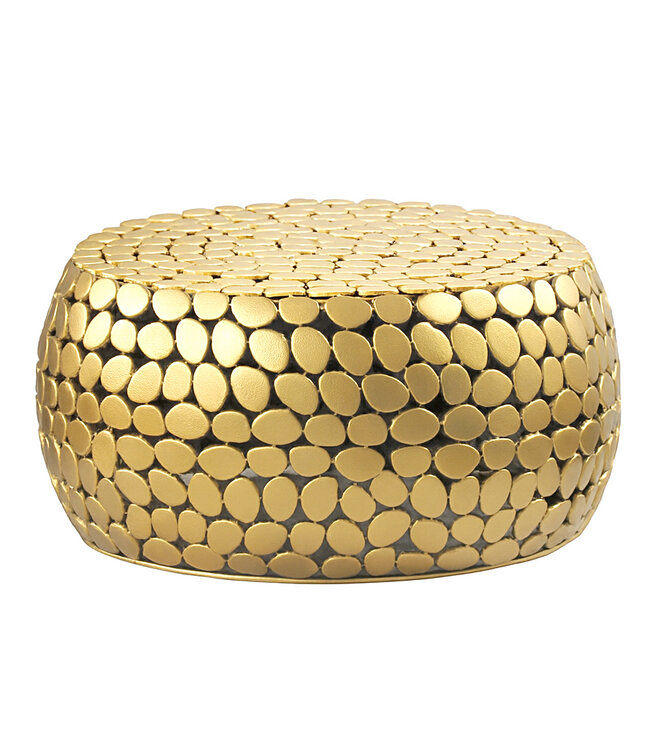Wohnling Salontafel Aluminium goud rond 66x32 cm - Design Sofatafel Woonkamer – Moderne Woonkamertafel Metaal – Ronde Loungtafel – Aluminium Bijzettafel Handgemaakt