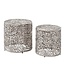 Wohnling Bijzettafel Aluminium 2-delige set rond zilver - Bijzettafel met bladmotief - Decoratieve salontafel Alu Design - Moderne metalen tafel - Woonkamertafel Set Handgemaakt