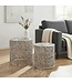 Wohnling Bijzettafel Aluminium 2-delige set rond zilver - Bijzettafel met bladmotief - Decoratieve salontafel Alu Design - Moderne metalen tafel - Woonkamertafel Set Handgemaakt