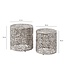 Wohnling Bijzettafel Aluminium 2-delige set rond zilver - Bijzettafel met bladmotief - Decoratieve salontafel Alu Design - Moderne metalen tafel - Woonkamertafel Set Handgemaakt