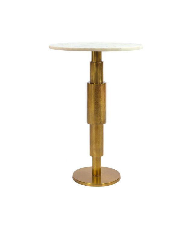 Wohnling Bijzettafel Marmer rond 59 cm Decoratietafel met Marmeren Tafelblad Wit - Design Decoratietafel met Aluminium Frame - Aanbouwtafel Salontafel modern - Koffietafel Woonkamertafel elegant Handgemaakt